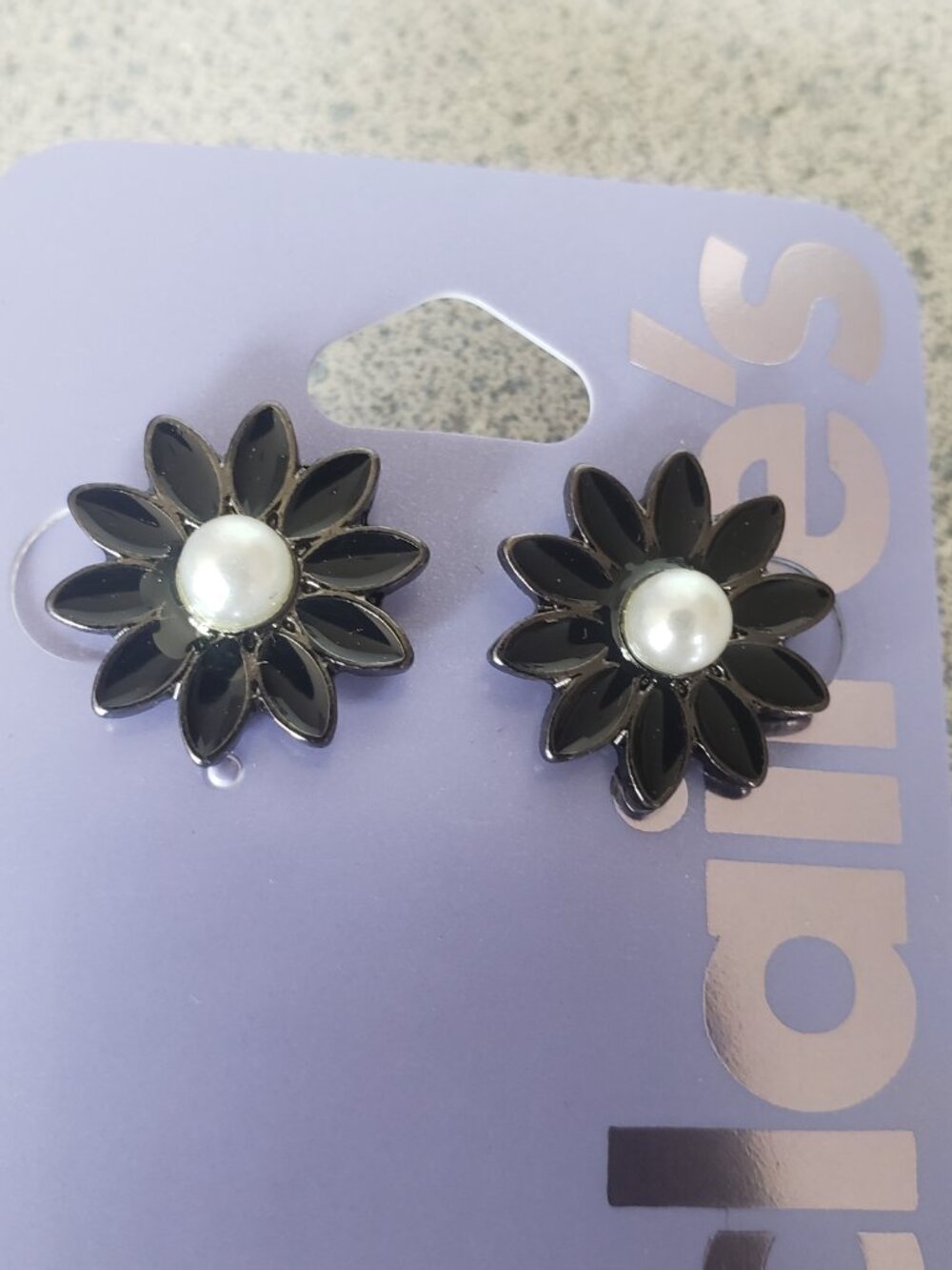 Earrings Black pearl